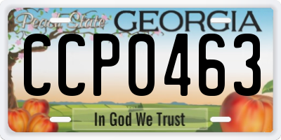 GA license plate CCP0463