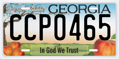 GA license plate CCP0465