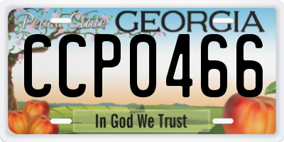 GA license plate CCP0466