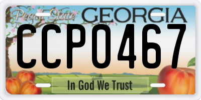 GA license plate CCP0467