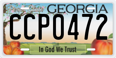 GA license plate CCP0472