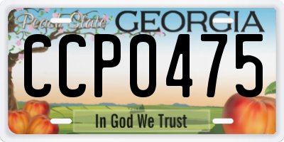 GA license plate CCP0475