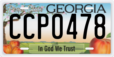 GA license plate CCP0478