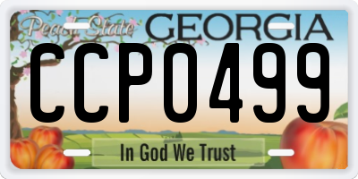 GA license plate CCP0499