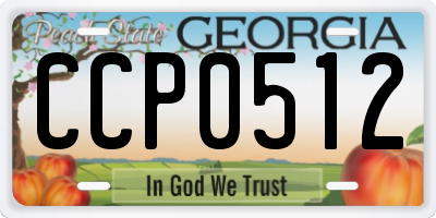 GA license plate CCP0512