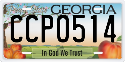 GA license plate CCP0514