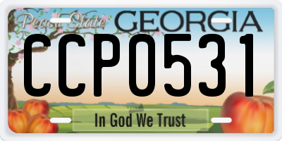 GA license plate CCP0531