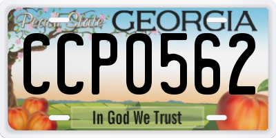 GA license plate CCP0562