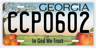GA license plate CCP0602
