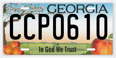 GA license plate CCP0610