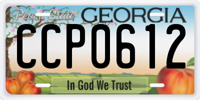 GA license plate CCP0612