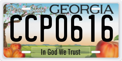 GA license plate CCP0616
