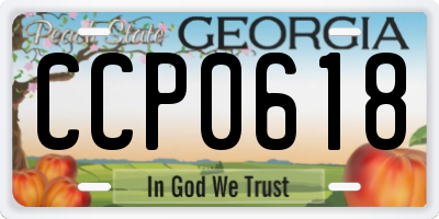 GA license plate CCP0618