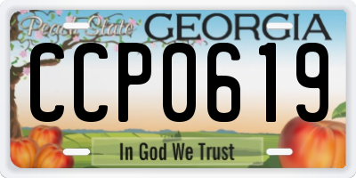 GA license plate CCP0619