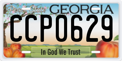 GA license plate CCP0629