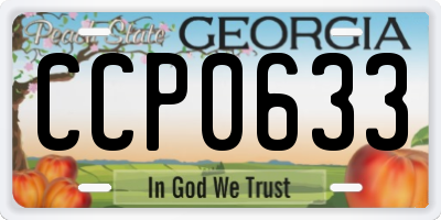 GA license plate CCP0633