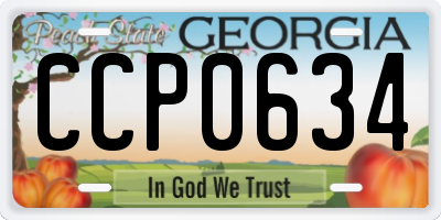 GA license plate CCP0634