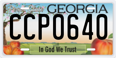GA license plate CCP0640
