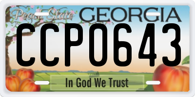 GA license plate CCP0643