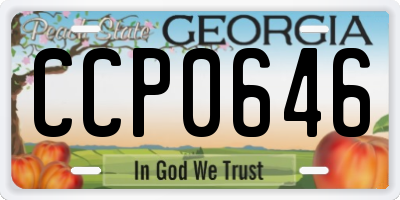 GA license plate CCP0646