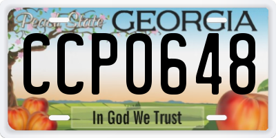 GA license plate CCP0648