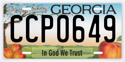 GA license plate CCP0649