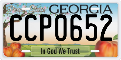 GA license plate CCP0652