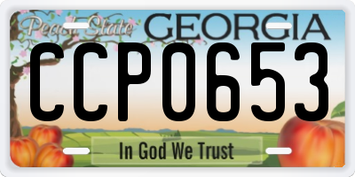 GA license plate CCP0653