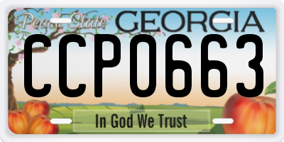 GA license plate CCP0663