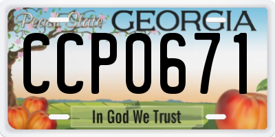 GA license plate CCP0671