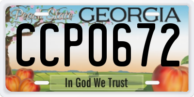 GA license plate CCP0672