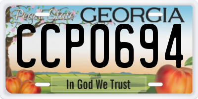 GA license plate CCP0694