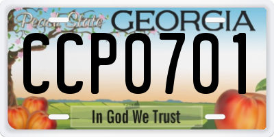 GA license plate CCP0701