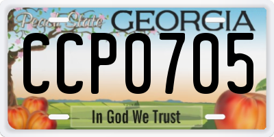 GA license plate CCP0705