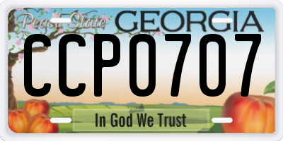 GA license plate CCP0707