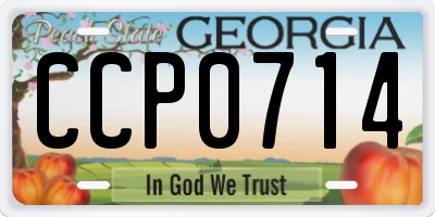 GA license plate CCP0714