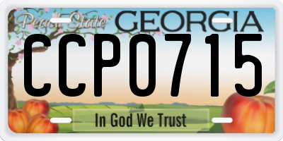 GA license plate CCP0715