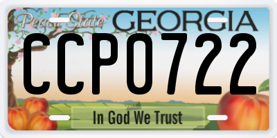 GA license plate CCP0722