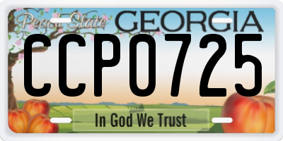 GA license plate CCP0725