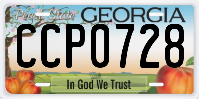 GA license plate CCP0728