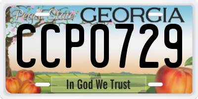 GA license plate CCP0729