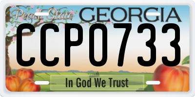 GA license plate CCP0733