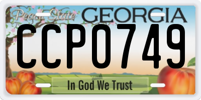 GA license plate CCP0749