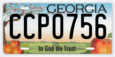 GA license plate CCP0756