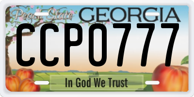 GA license plate CCP0777