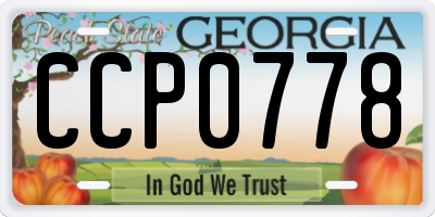 GA license plate CCP0778