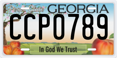 GA license plate CCP0789