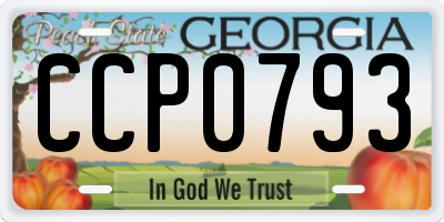 GA license plate CCP0793