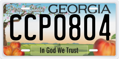 GA license plate CCP0804