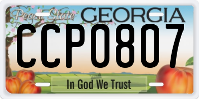 GA license plate CCP0807